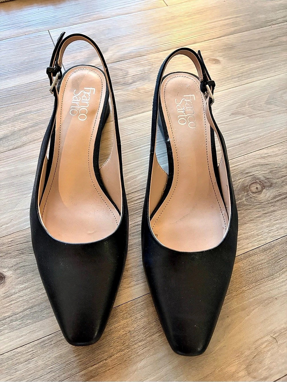 Franco Sarto Jacer Slingback Pump Leather Heels Black US 9.5